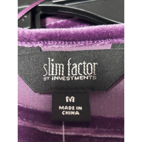 NEW Slim Factor Jewel Purple Velvet Blouse Womens MEDIUM 3/4 Sleeve Top - Picture 5 of 9